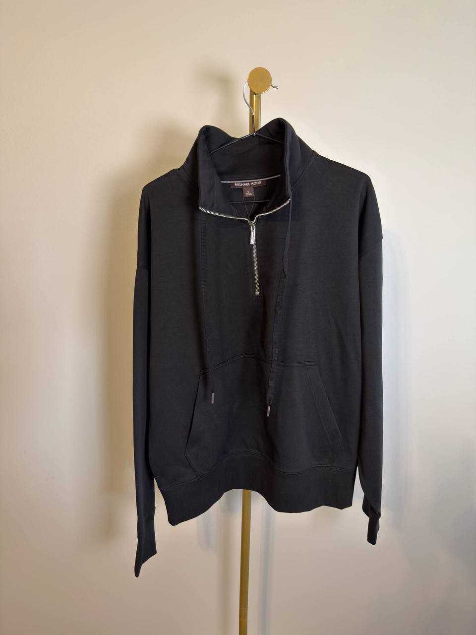 Michael Kors Men’s Half‑Zip Fleece Sweatshirt Black M NWT $148
