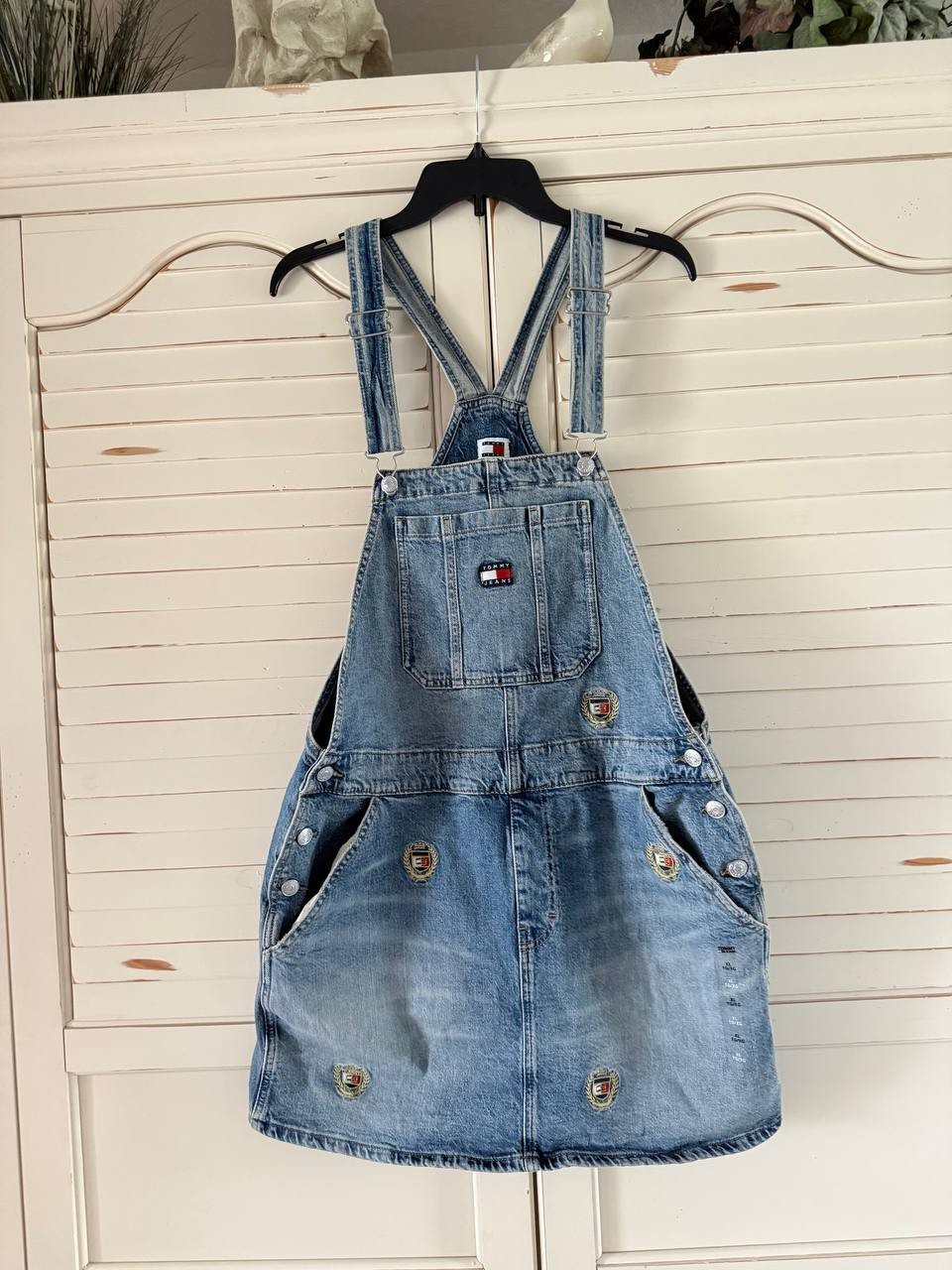 Tommy Hilfiger Embroidered Denim Dungaree Mini Dress XL - Sleeveless NWT