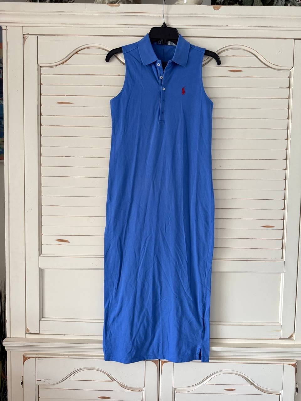 Polo Ralph Lauren Dress XS Royal Blue Sleeveless Polo Collar Cotton Stretch