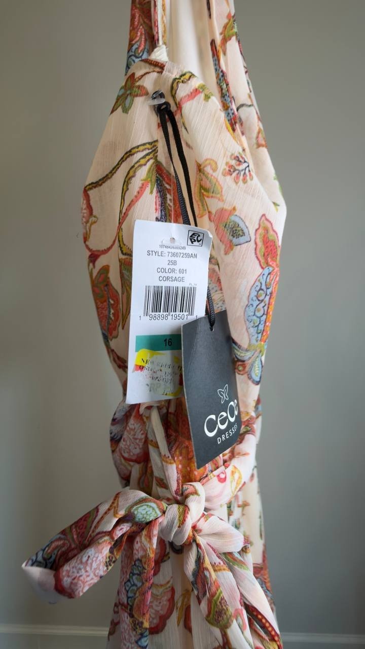 CeCe Halter Neck Floral Maxi Dress Corsage Size 16 NWT $79