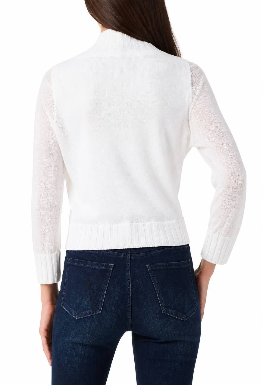 NIC+ZOE Linen Blend Bolero Cardigan White SizeL Excellent preowned $124