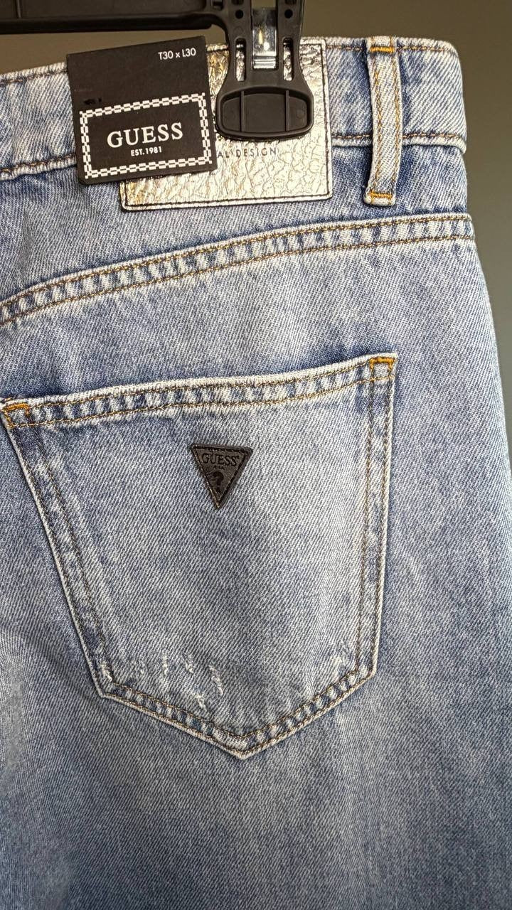 Guess Jill Sequin-Front Boyfriend Jeans Blue Glam 30x30 NWT $248