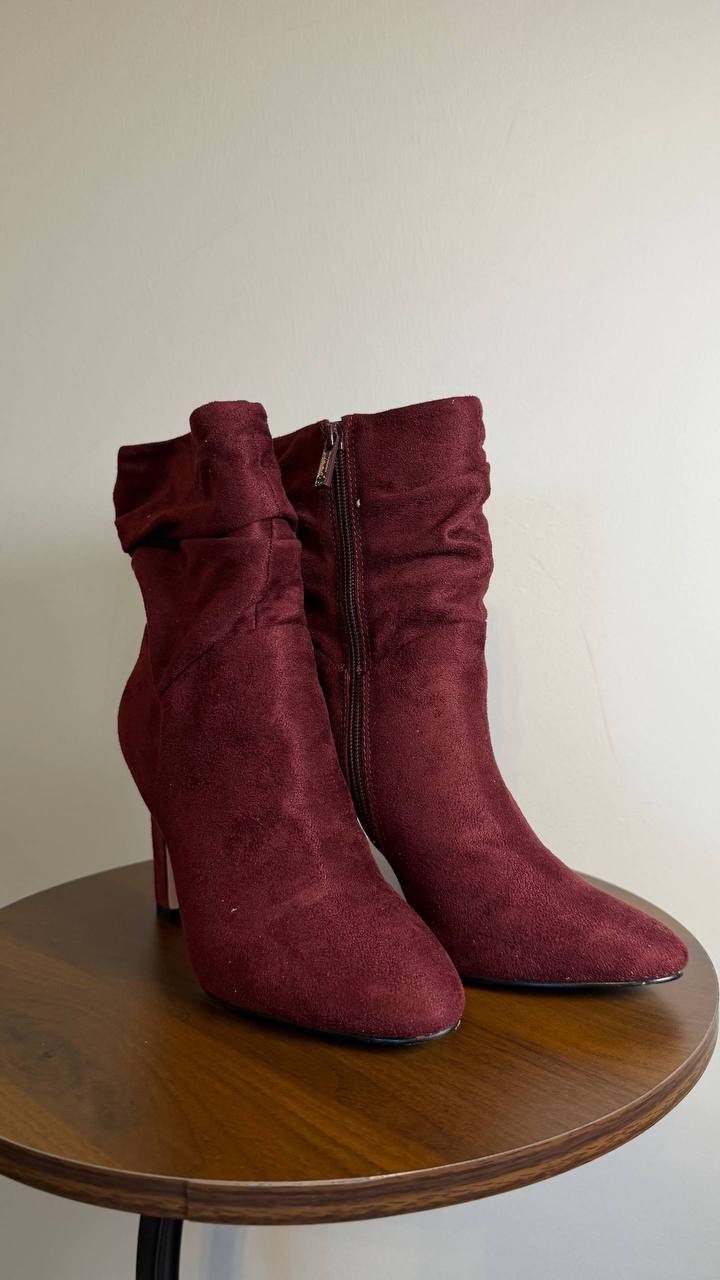 Jessica Simpson Mixtesa Booties 6M Dark Cherry Slouch Block Heel NIB msrp$109