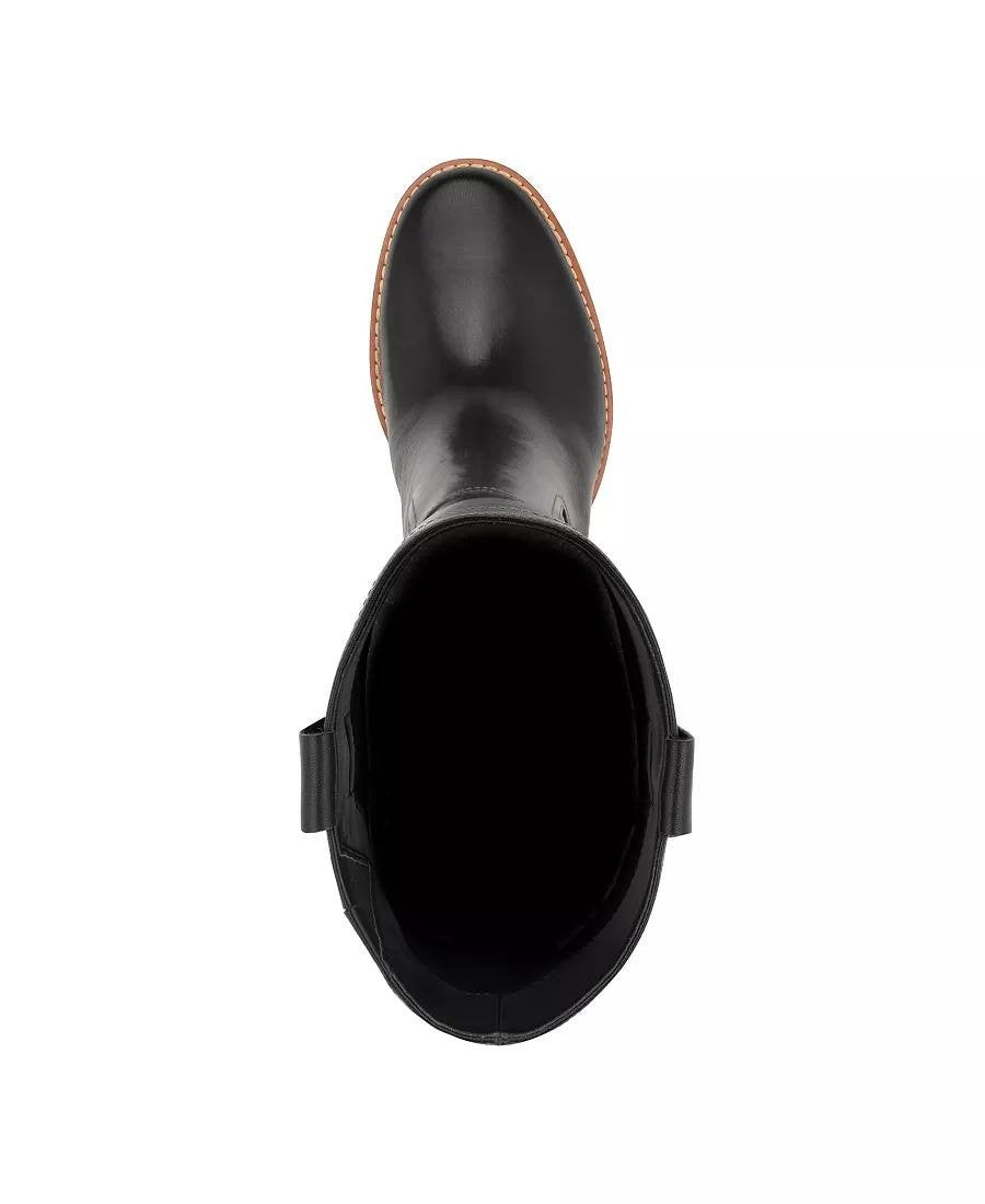 Nine West Hecee Boots 8.5M Black Leather Tall Round Toe Block Heel NIB msrp$269