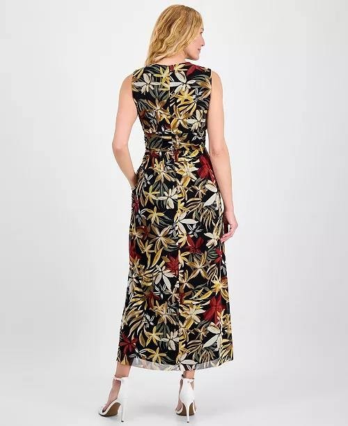 Anne Klein Printed Twist‑Front Maxi Dress Floral Multi XXS NWT $119