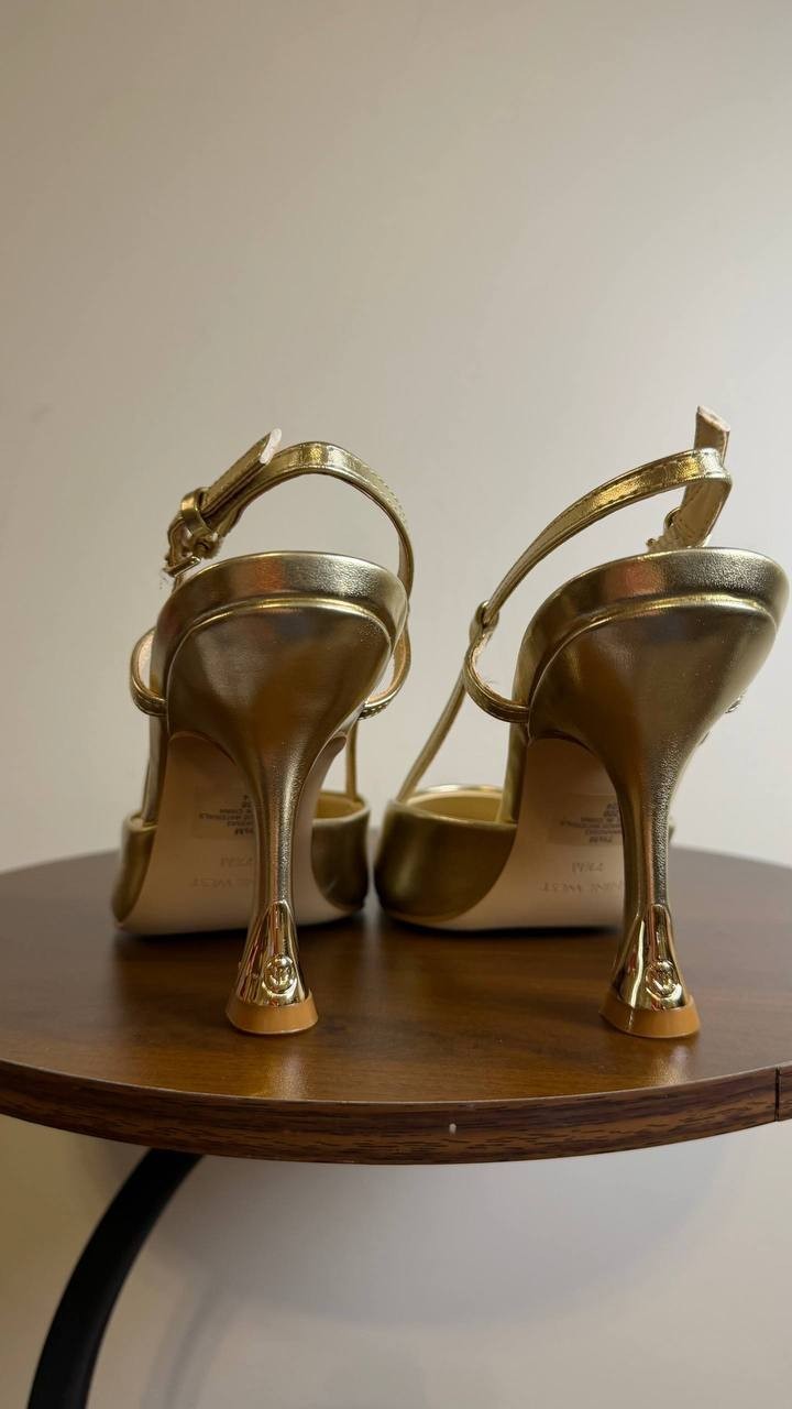 Nine West Vassa Slingback Pumps 7.5M Gold Heels New