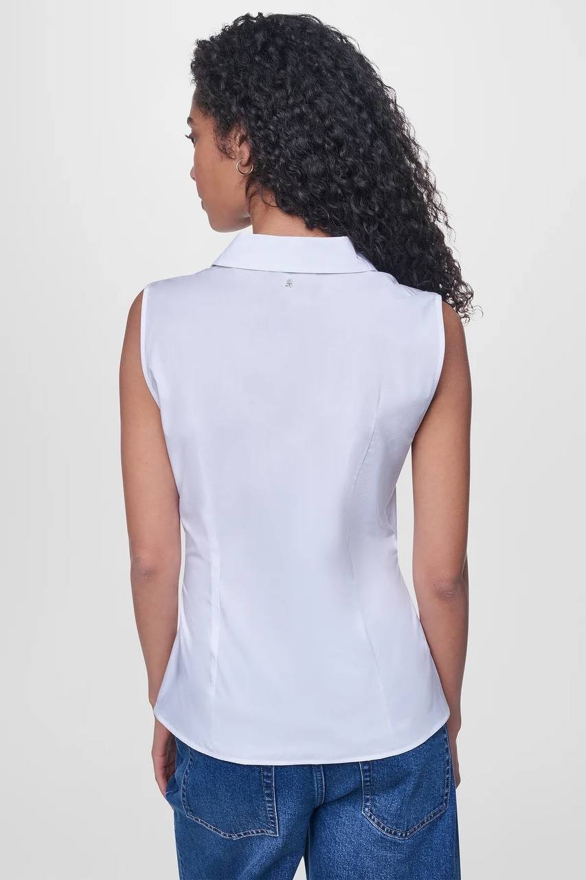 DKNY Jeans Women’s Poplin Twist Front Shirt White M NWT $79 