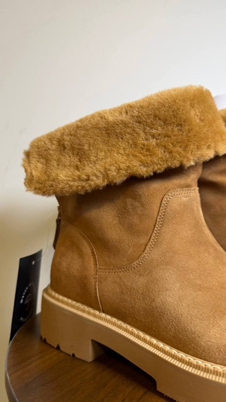Naturalizer Sense Booties 8M Tan Suede Weather‑Resistant Almond Toe NIB msrp$245