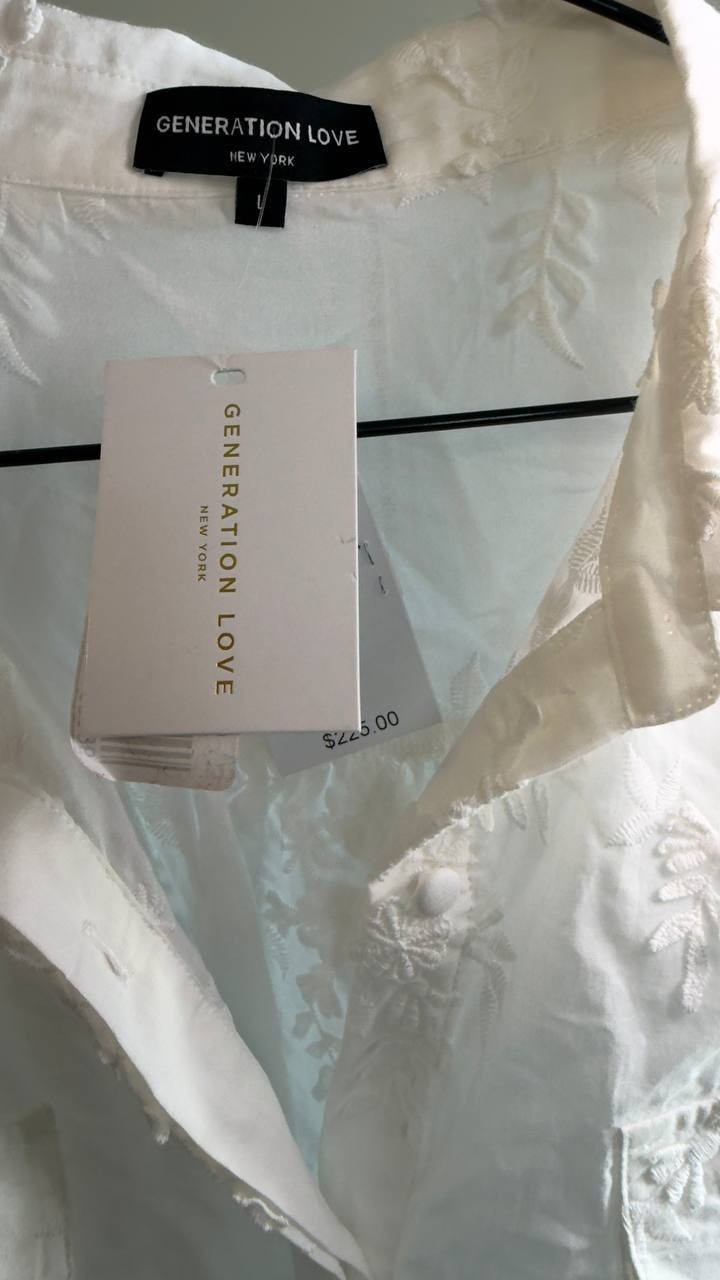 Generation Love Mina 3D Voile Shirt L White NWT $225