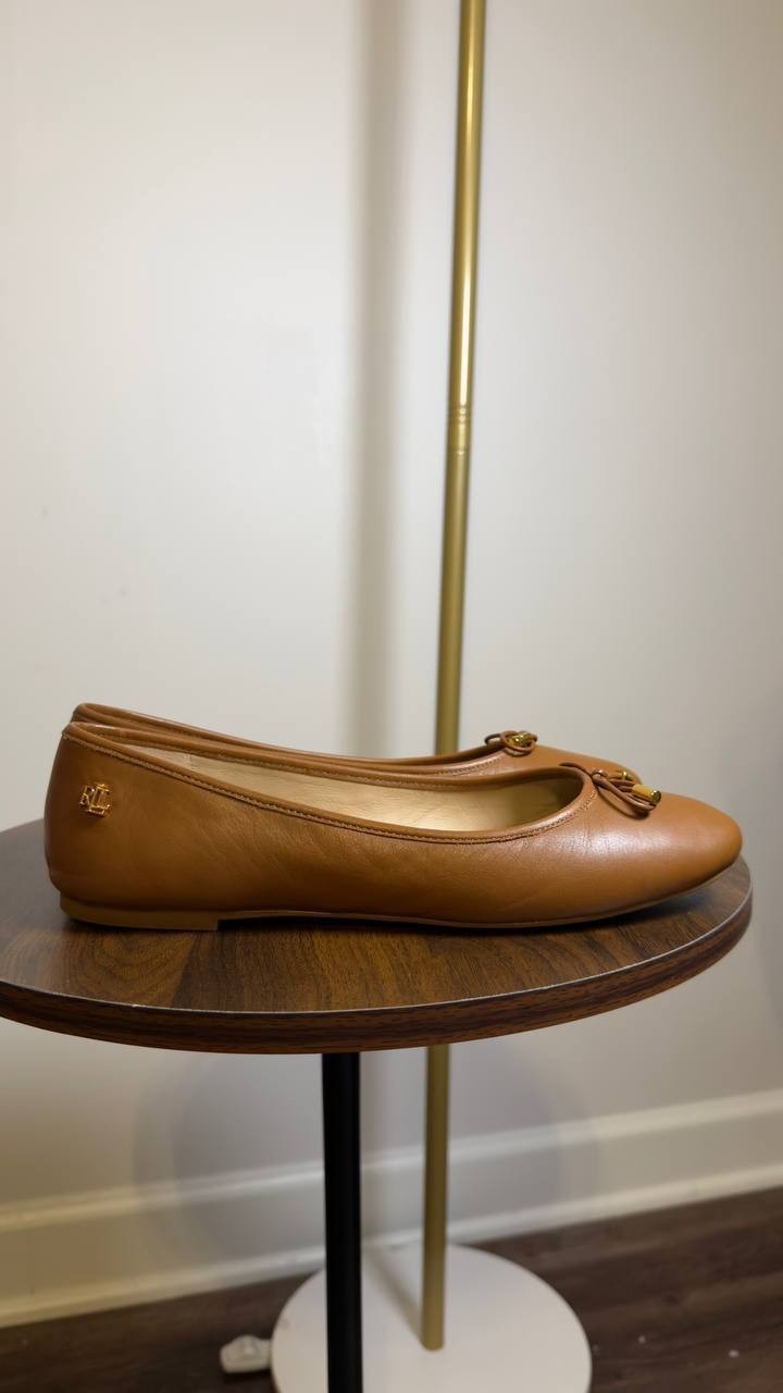 Lauren  Ralph  Lauren  Ballet  Flats  Deep  Saddle  Tan  8  B   $125