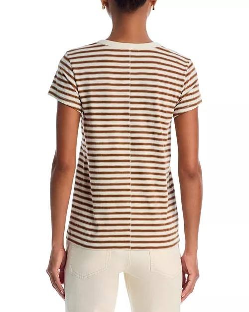 rag & bone Slub Stripe Tee – Warm Brown Multi, Size XL