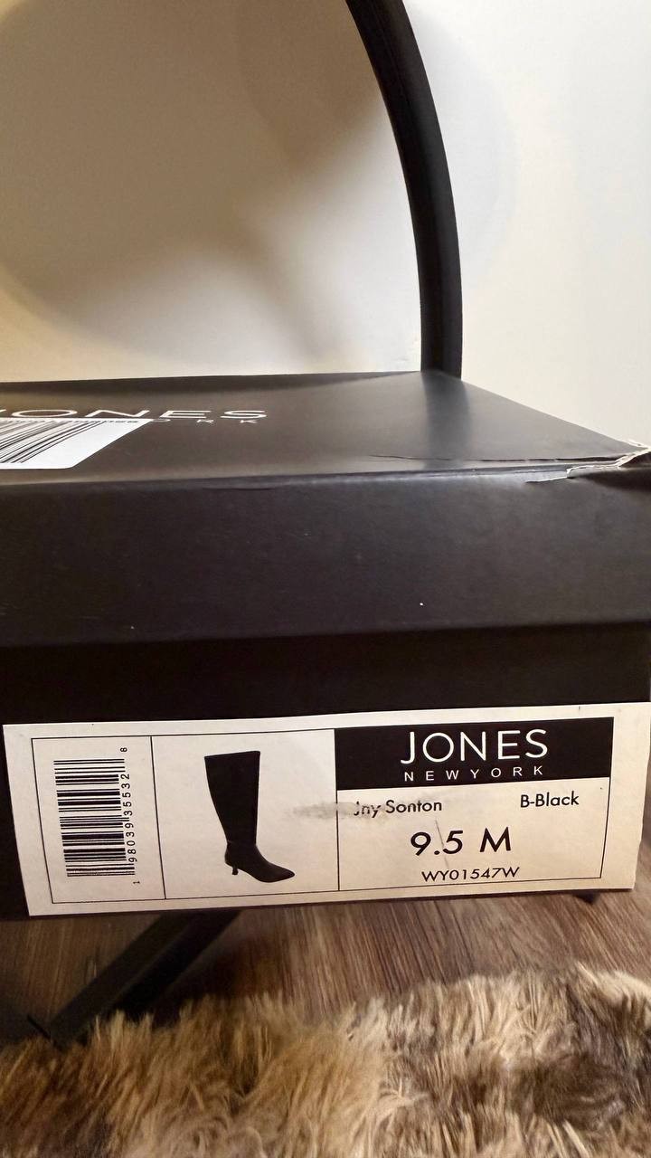 Jones New York Sonton Boots 9.5M Black Knee‑High Zip Block Heel NIB msrp$109.50