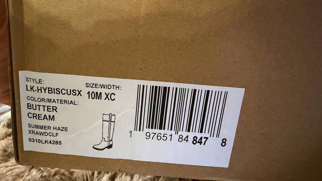 Lucky Brand Hybiscus Boots 10M Cream Leather Knee‑High Riding NIB msrp$229