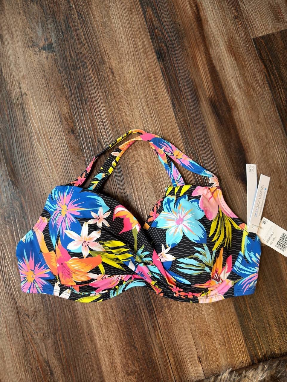 Bleu by Rod Beattie Sweet Escape Bra-Sized Bikini Top Multi 38DD NWT $89