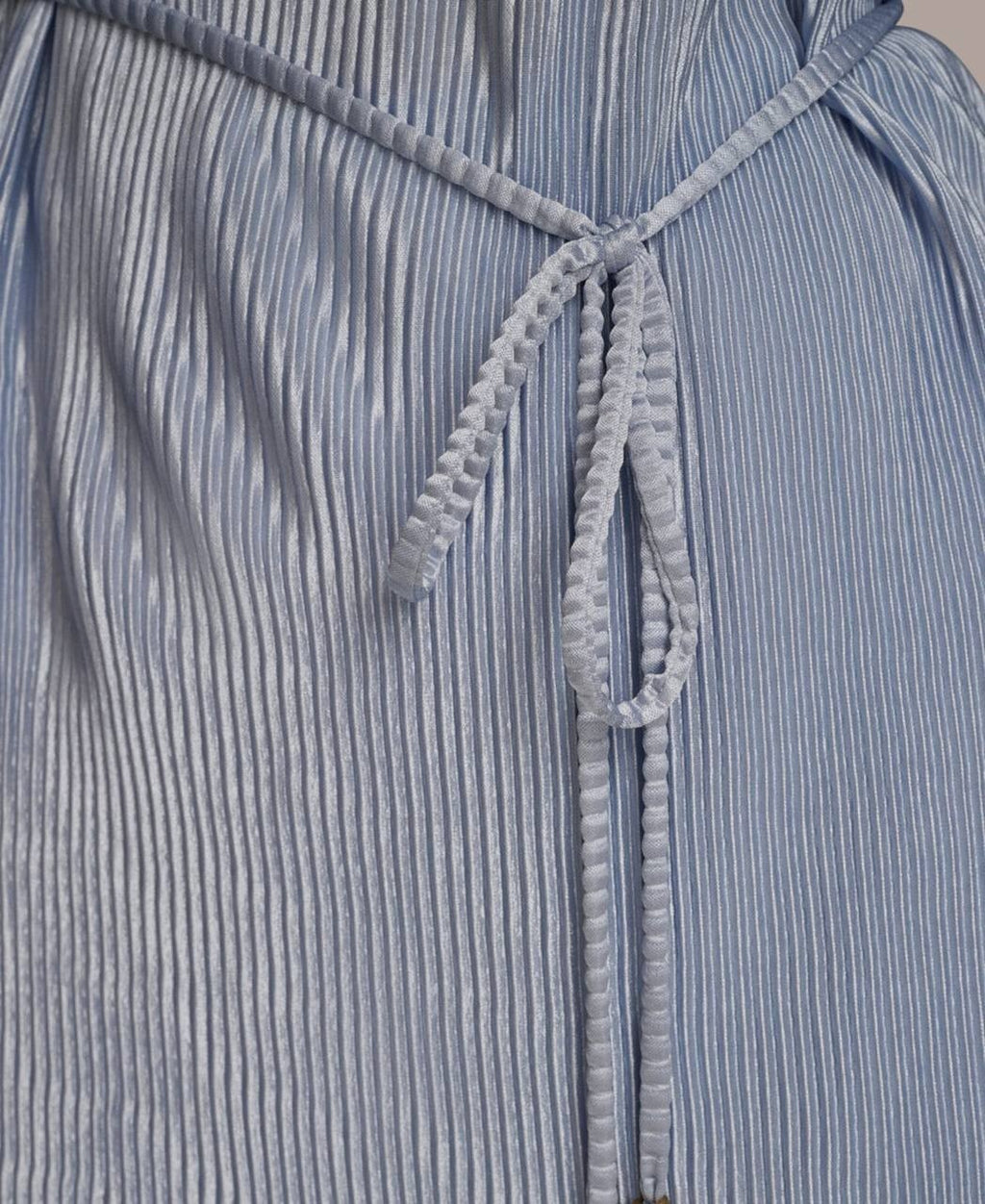 Donna Karan NY Plissé Tie‑Waist Blouse Glacial Blue XL NWT $79