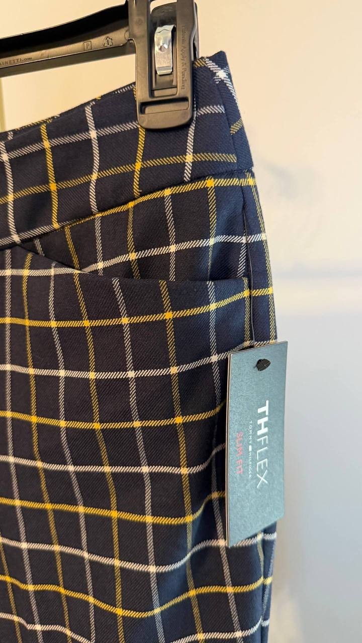 Tommy Hilfiger Women’s Plaid Slim-Fit Ankle Pants Midnight Multi 16 $109 NWT