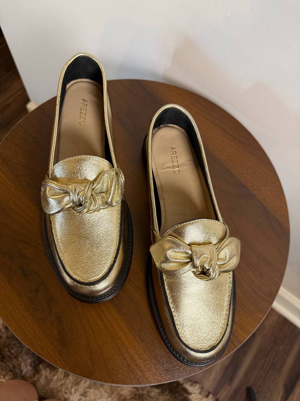 Arezzo Cassidy Leather Loafers – Platino – Size 7B – NIB