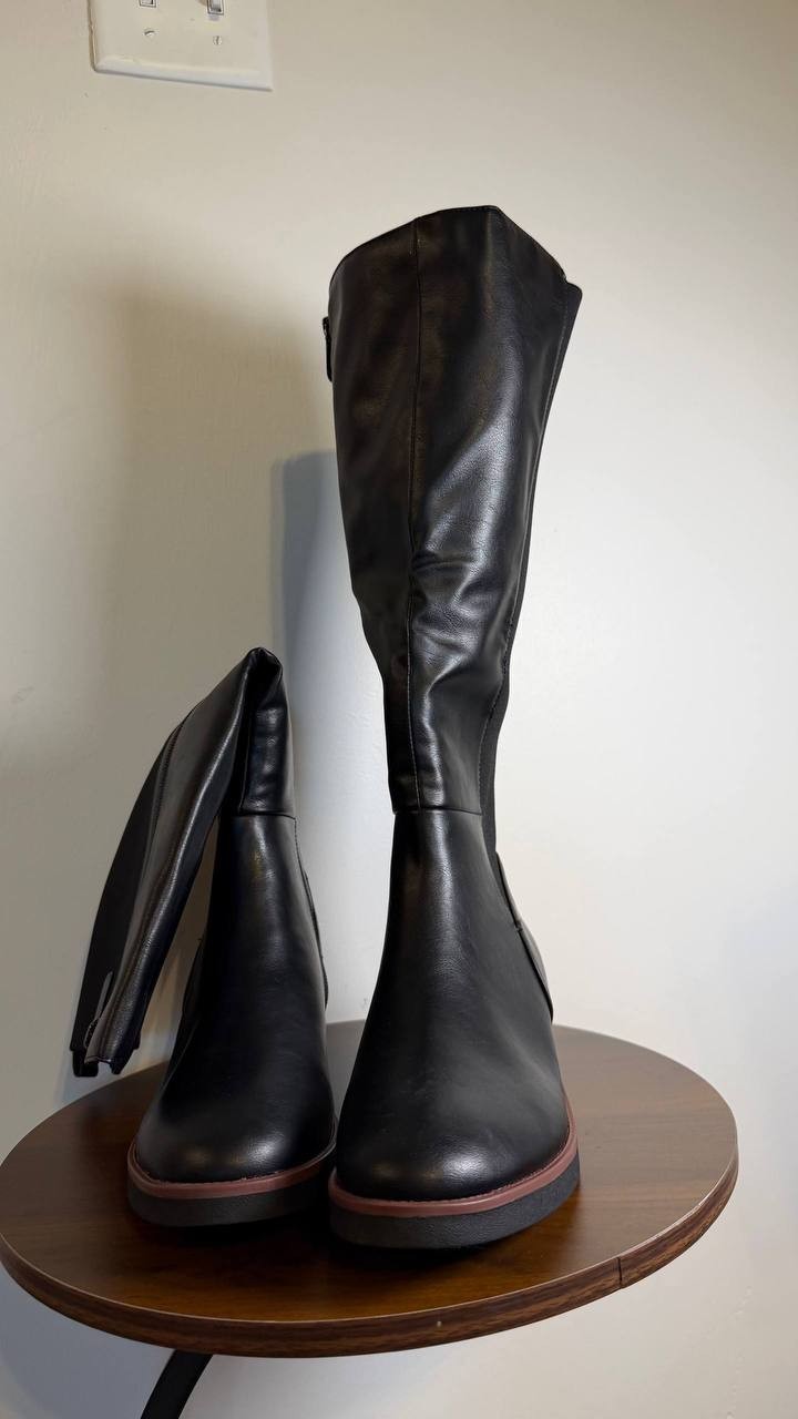 Style & Co Cyruss Tall Boots 10M Black Wedge Round Toe Memory Foam NIB msrp$99