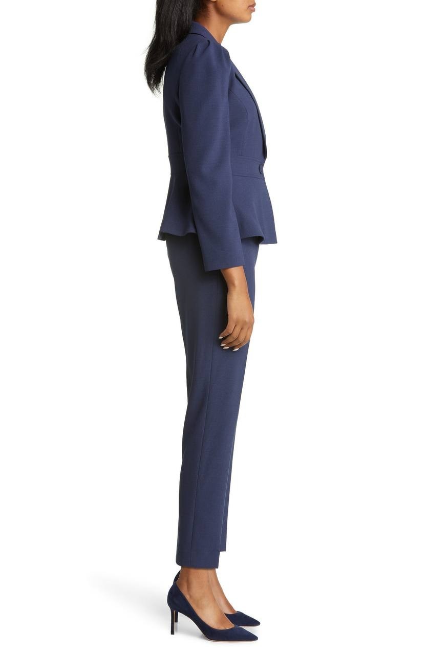 Tahari ASL Peplum Blazer & Tapered Pants Set Midnight Navy 12 NWT $229