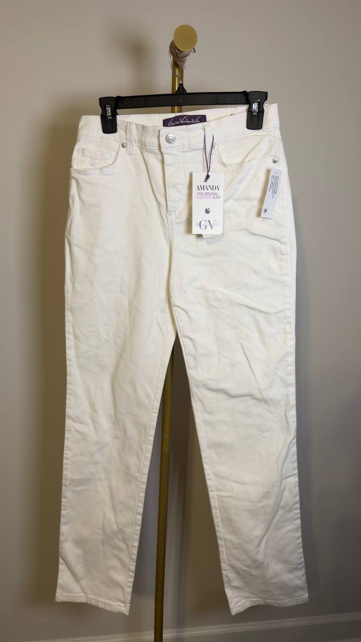 Gloria Vanderbilt Amanda Classic Straight Jeans Vintage White 4 NWT $52