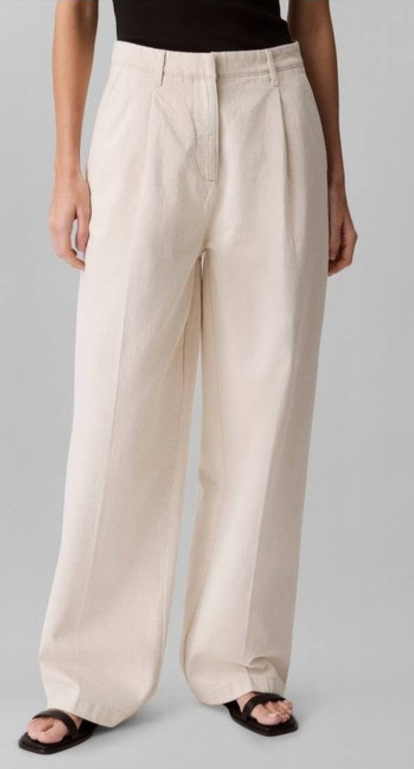 Calvin Klein High‑Rise Wide‑Leg Trousers White Natural Size 31 w r NWT msrp$109