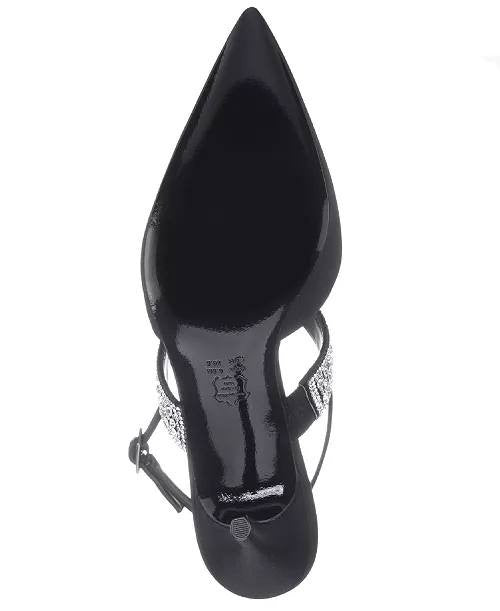 Nina Black Satin Slingback Pumps 8M New in Box $99