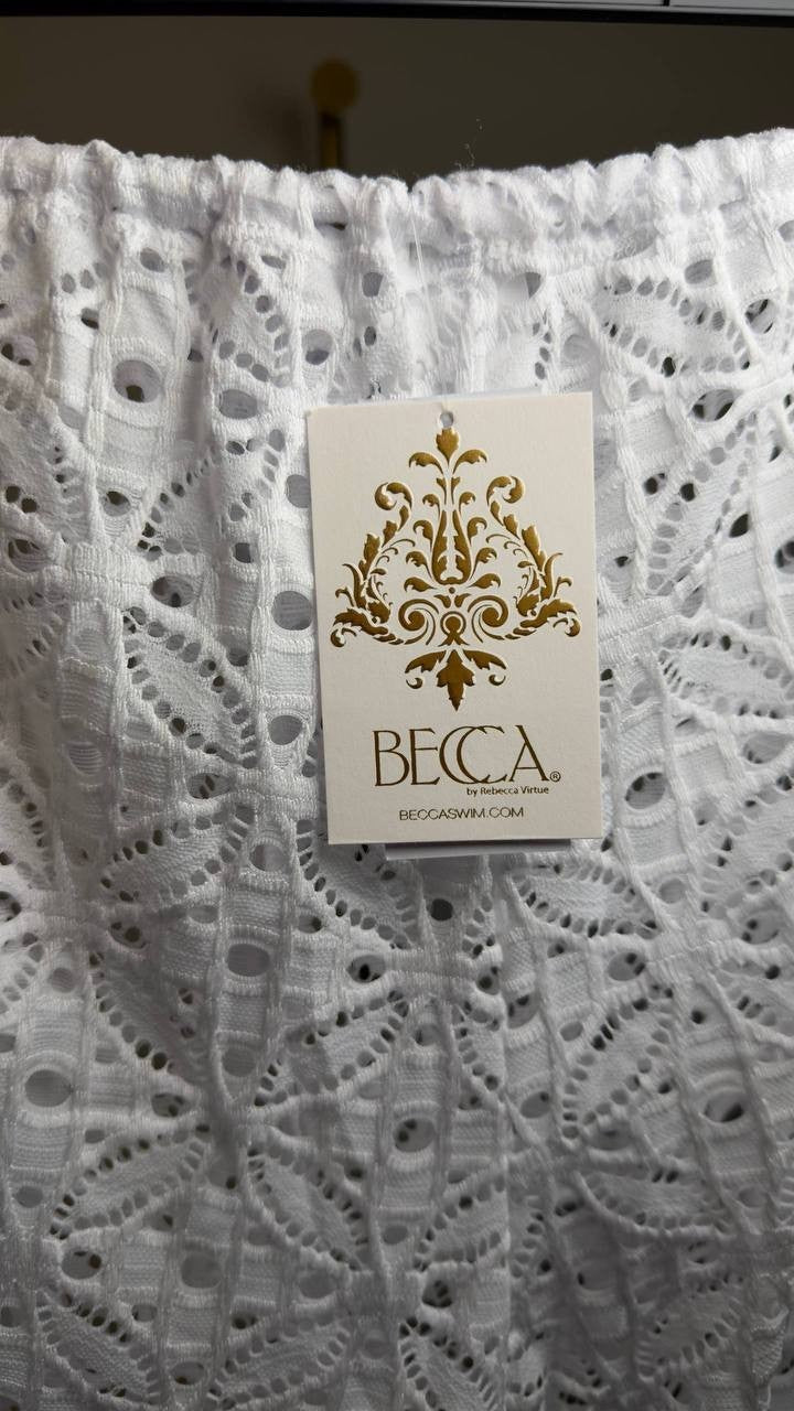 Becca Las Colinas Crochet Beach Pants White M NWT $88