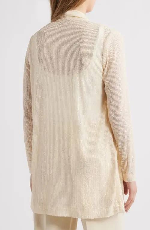 Anne Klein Sequin Draped Open-Front Cardigan Beige XL NWT $149