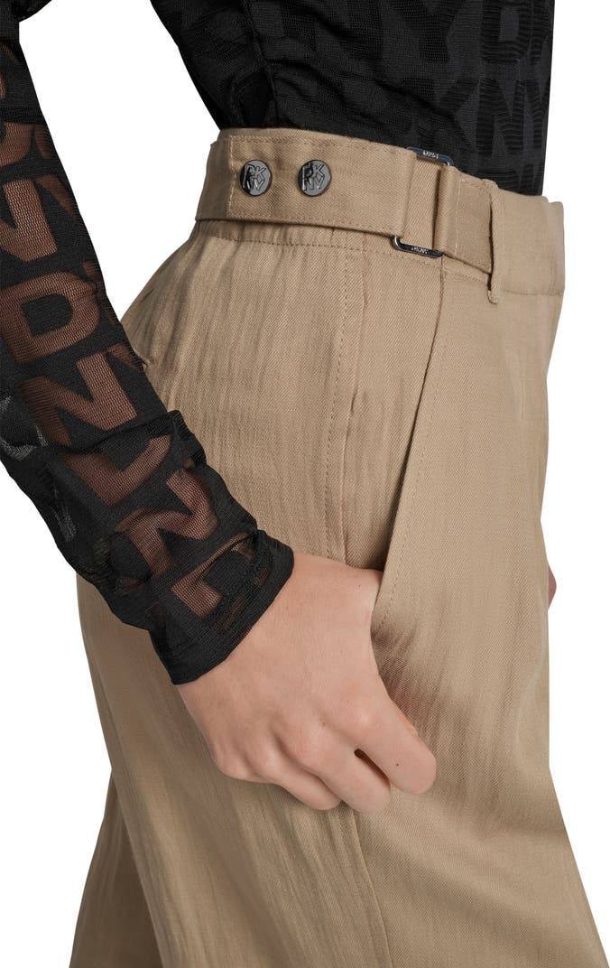DKNY Weathered Twill Pleated Pants – Size 12 –Beige– NWT – $99