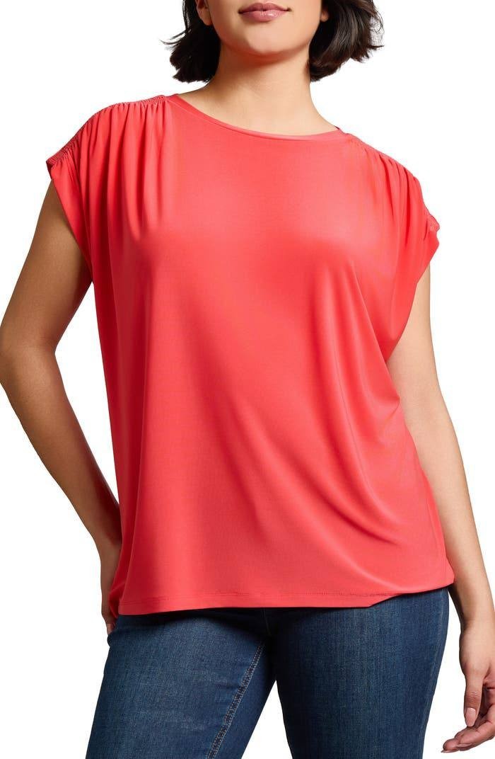 Jones New York Shirred Shoulder Top Rouge M NWT $59.50