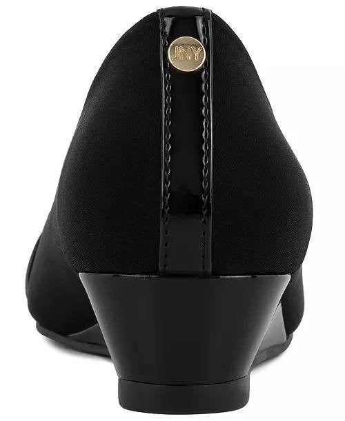 Jones New York Junelle Cap‑Toe Wedge Flats–Black–Size 6.5M–Leather–New in Box
