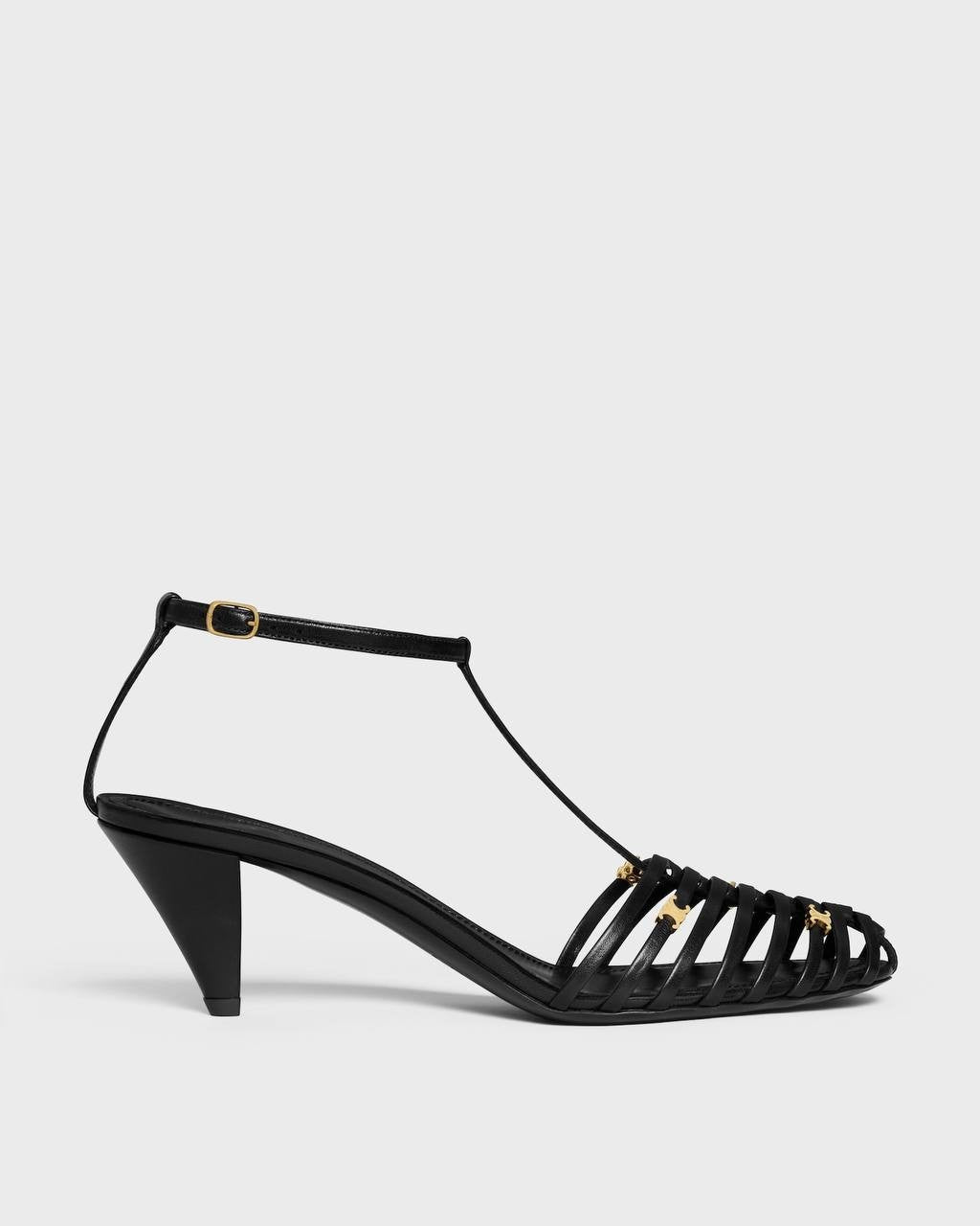 Celine  Cage  Heeled  Sandal  in Satin  Black  Size  39  New in Box  $1450