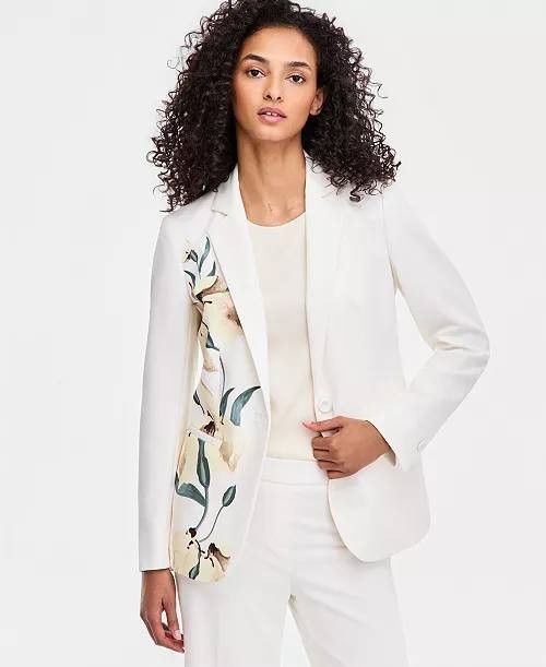 Anne  Klein  Women’s  Floral    Blazer  White  Dove  Multi   12  NWT  $189