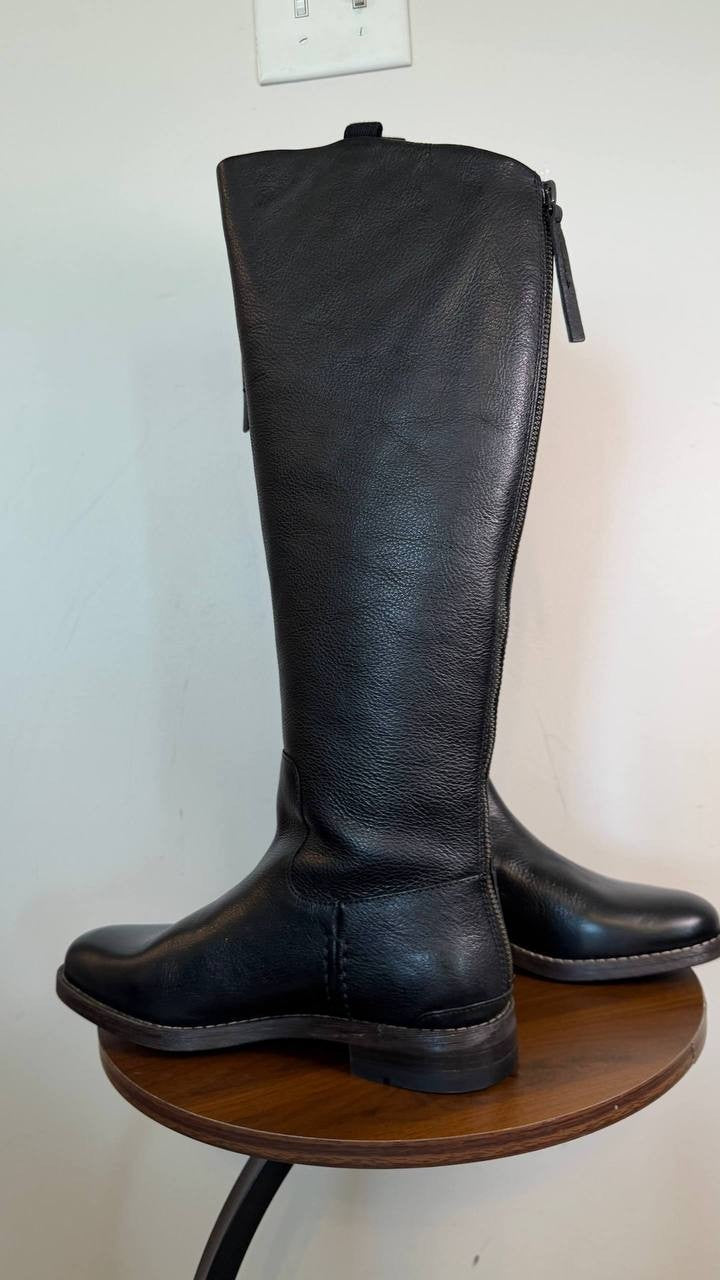 Franco Sarto Meyer Knee High Riding Boots Black 7.5M Leather $275 NWB