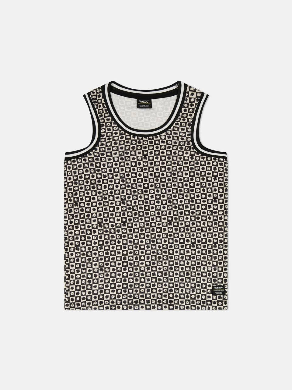 WeSC Basketball Tank Checker Daisys Men’s L White Athletic Fit NWT $49