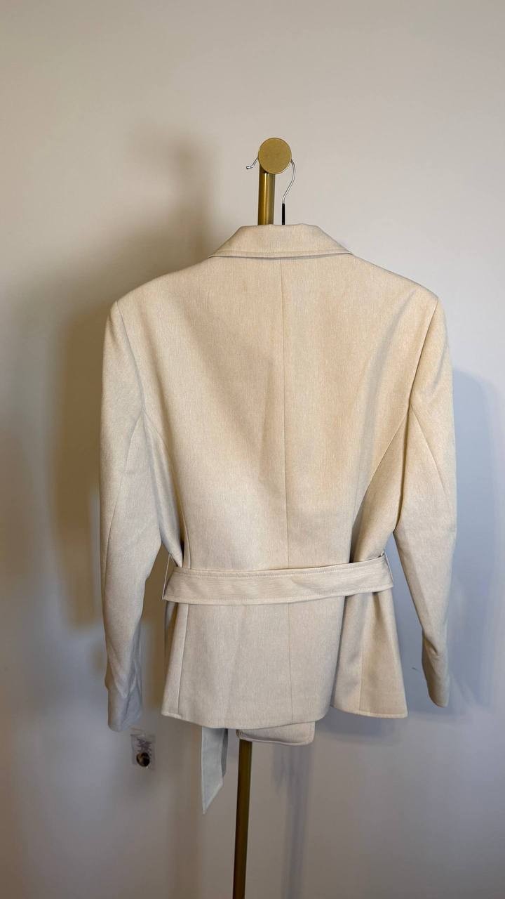 Le Suit Women’s Petite Two‑Button Belted Safari Jacket Beige 12P NWT