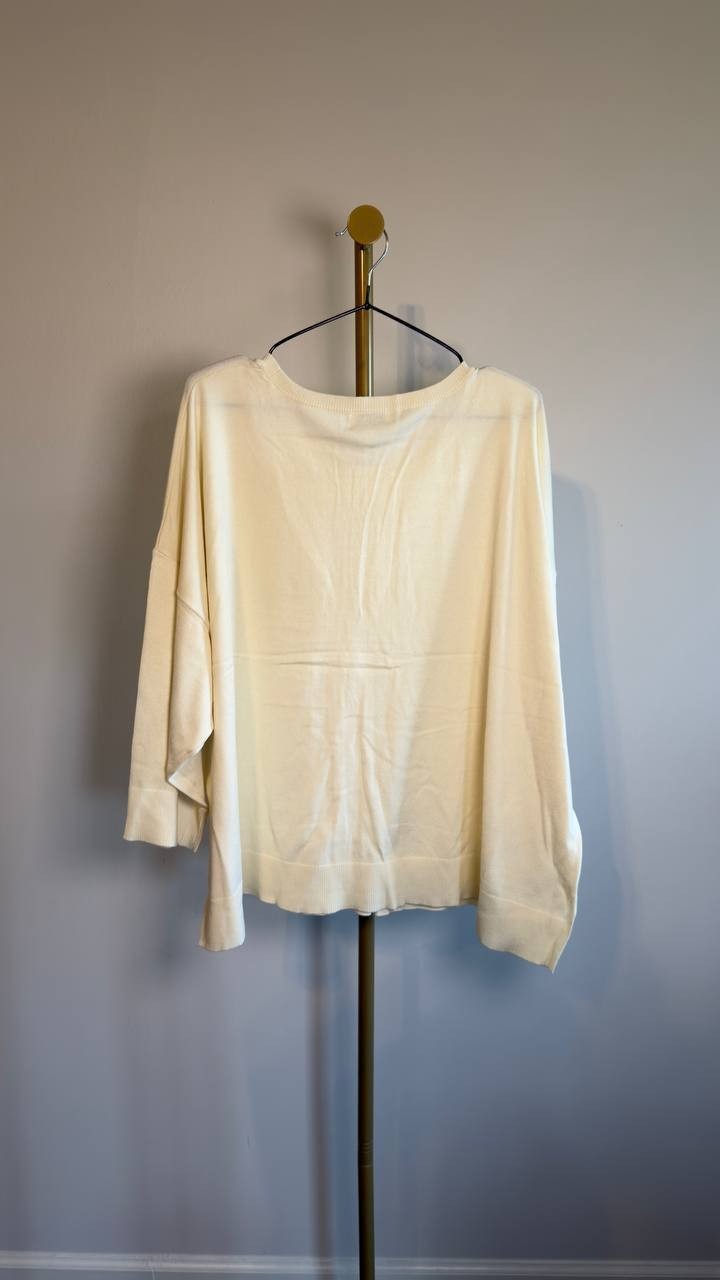 Melissa Paige Plus Size Drop-Shoulder Sweater Jet Papyrus 3X NWT $51.50