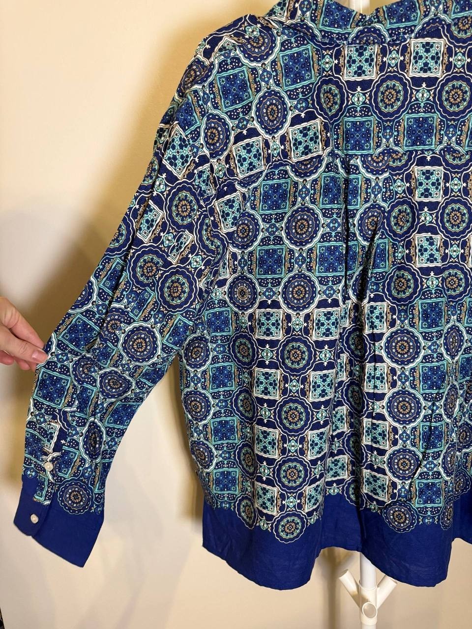 Nautical Jeans Geometric Print Button-Up Shirt – Size M – NWOT