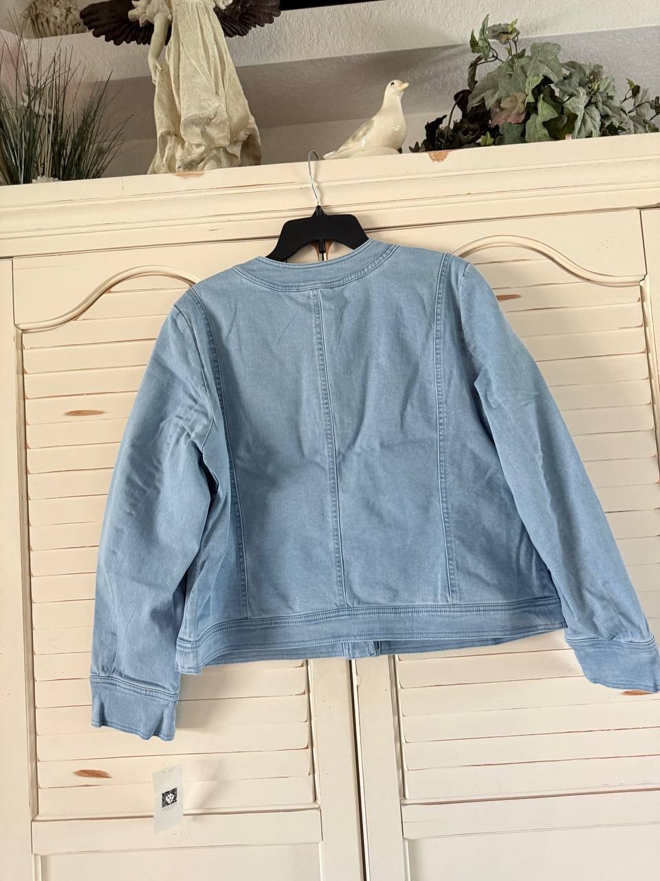 Anne Klein Women's Button Front Jewel Neck Jacket, Casino WASH Size XL