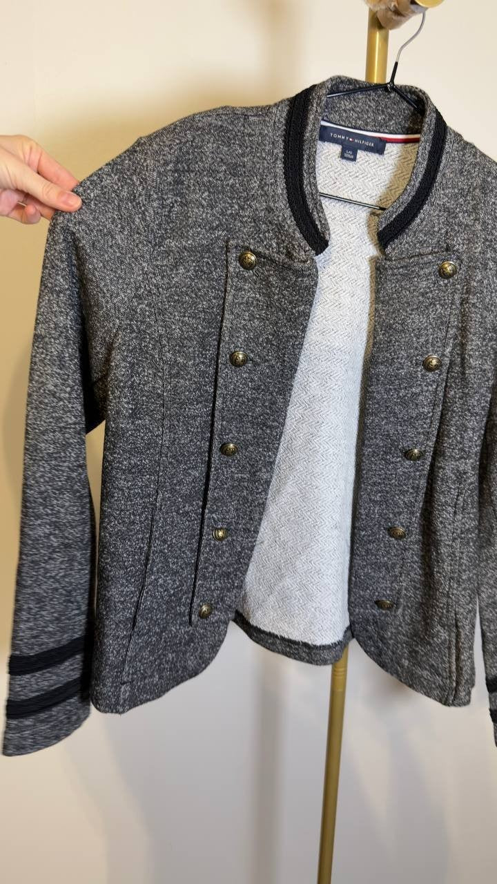 Tommy Hilfiger Women’s Marled Military Band Jacket Grey L NWOT $109.50