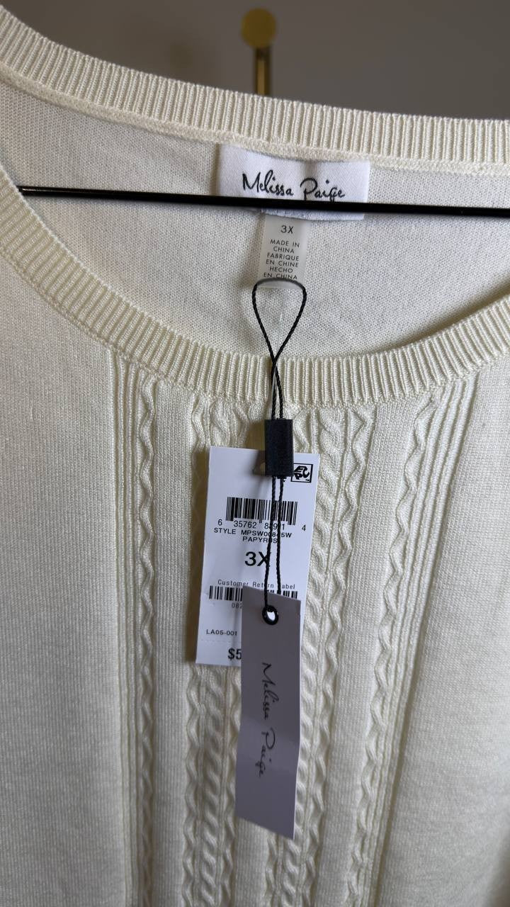 Melissa Paige  Drop‑Shoulder Sweater Papyrus 3X NWT $52