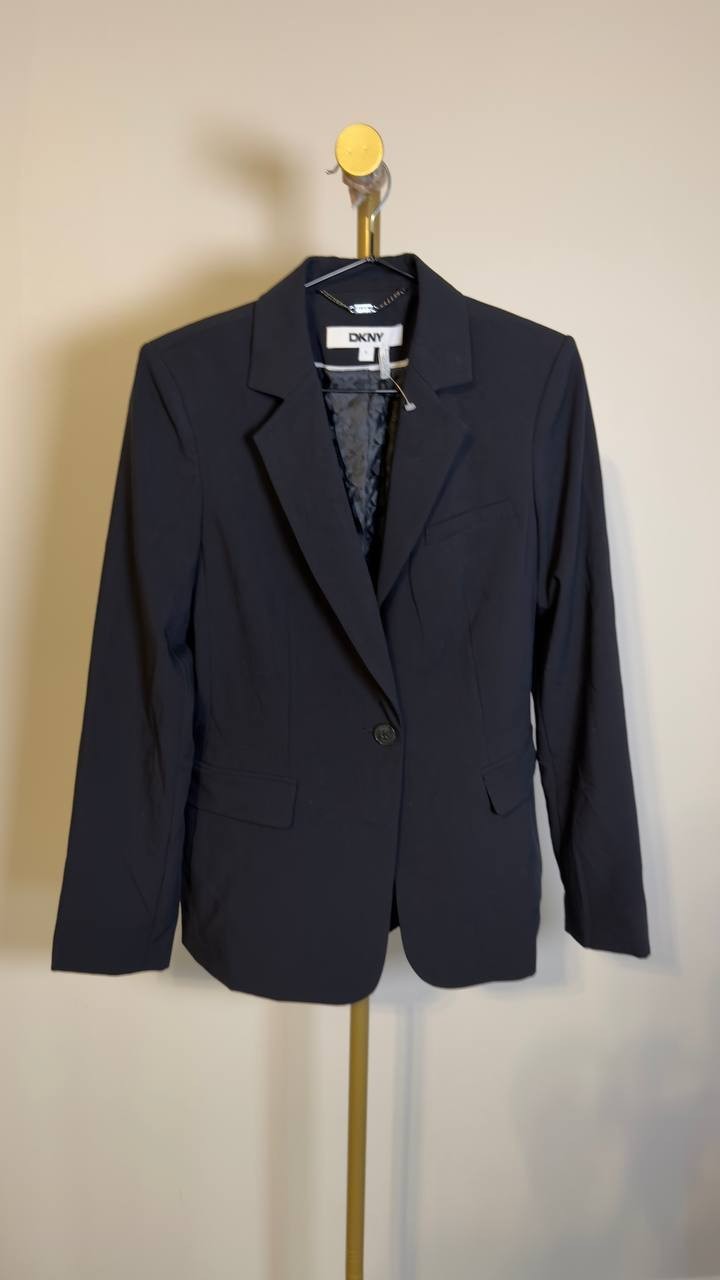 DKNY Women’s Single‑Button Long‑Sleeve Notch‑Lapel Blazer Black 6 NWOT $120