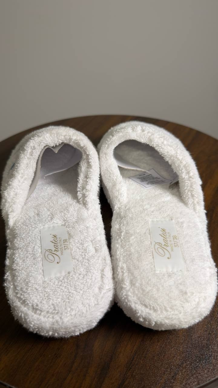 Pratesi  Slippers  White  Cotton  37-38  New  $335