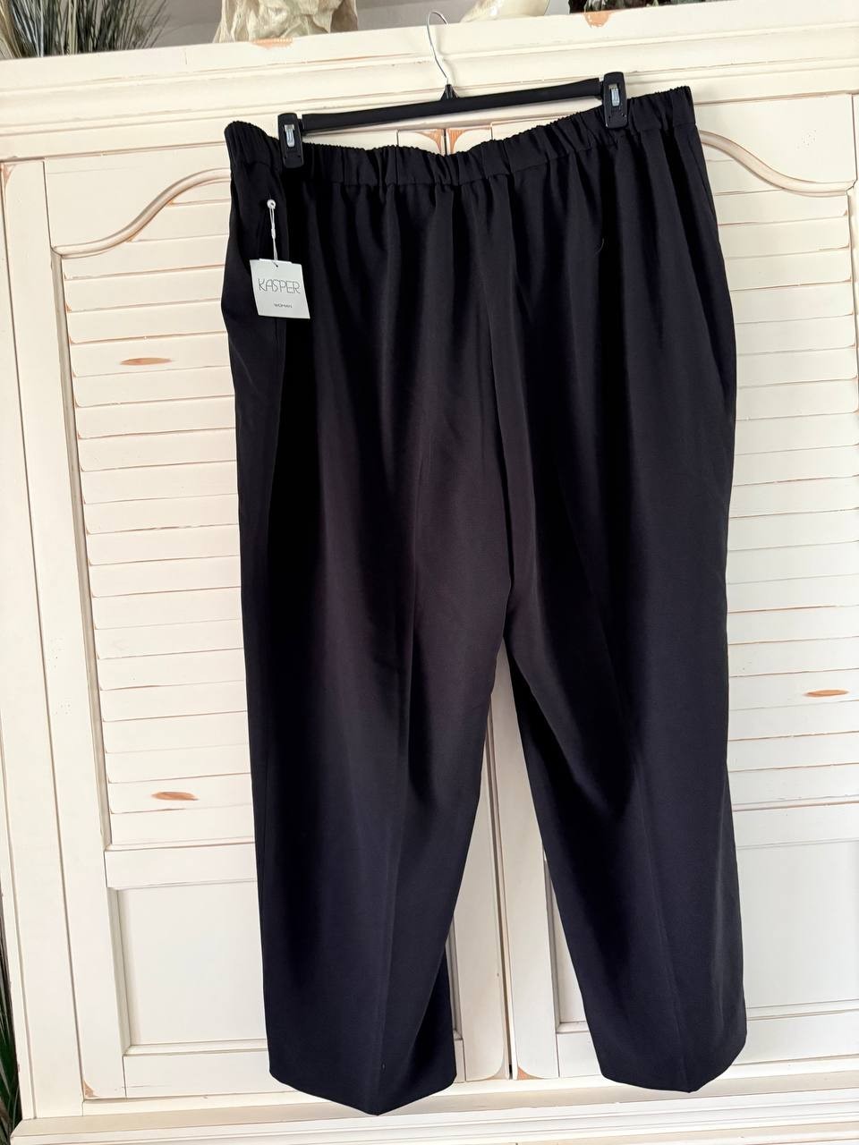 Kasper Trouser Pants – Size 4X – NWT – Black Stretch Crepe Pull-On Plus Career