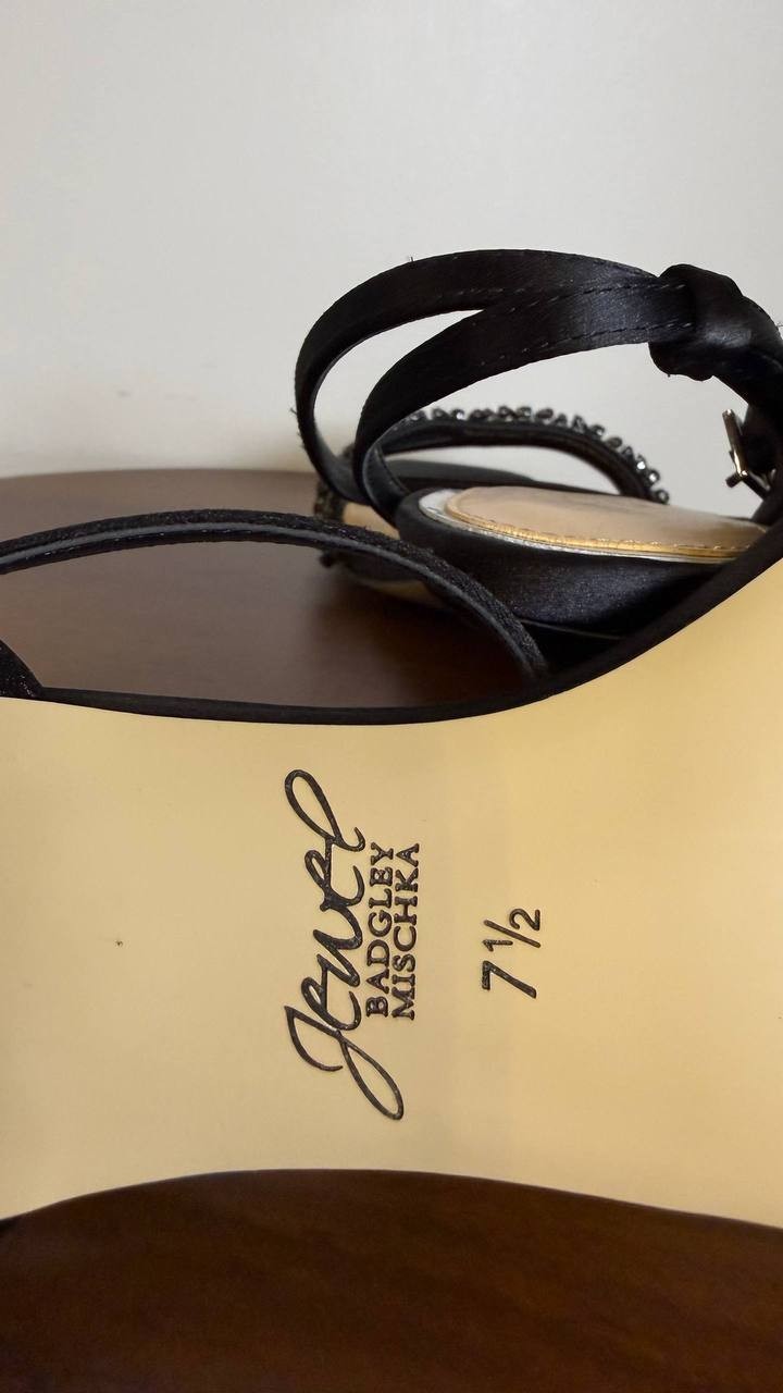 Badgley Mischka Jewel Black Man‑Made Dress Sandals 7.5M NIB MSRP $119