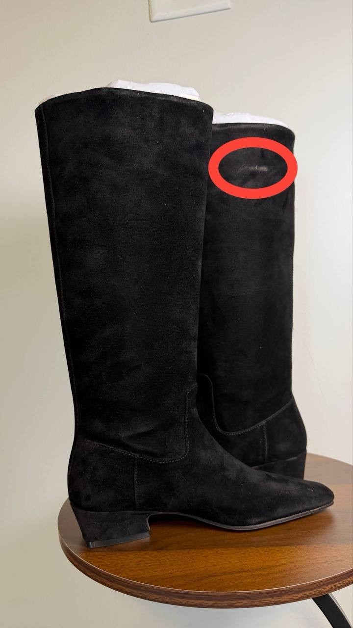 Steve Madden Dantelle Boots 5.5 Black Suede Square Toe[Some scuffs]NIB msrp$179