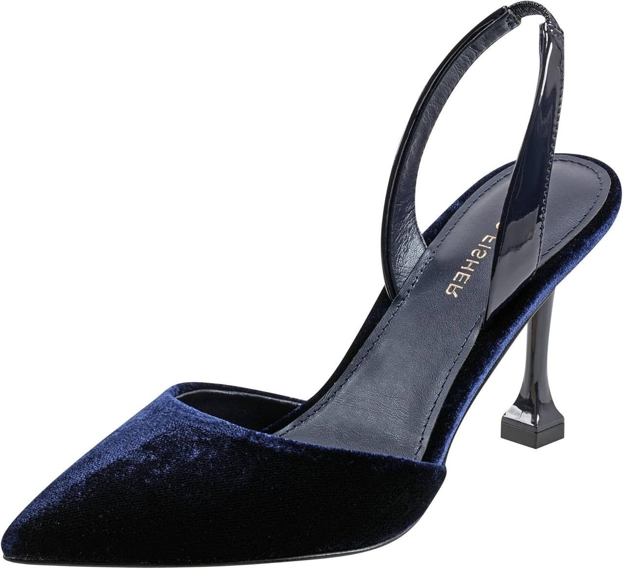 Marc Fisher Hadya Pumps 8M Navy Velvet Pre‑Owned Used at Home No Box $89