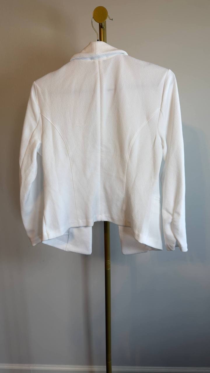 Bar III Ruched 3/4‑Sleeve Knit Blazer Bright White P/P NWT $49.50