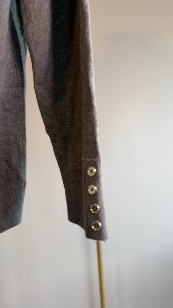 Tommy Hilfiger Cotton Turtleneck Long Sleeve Top L Fog Heather Grey NWT $69.50