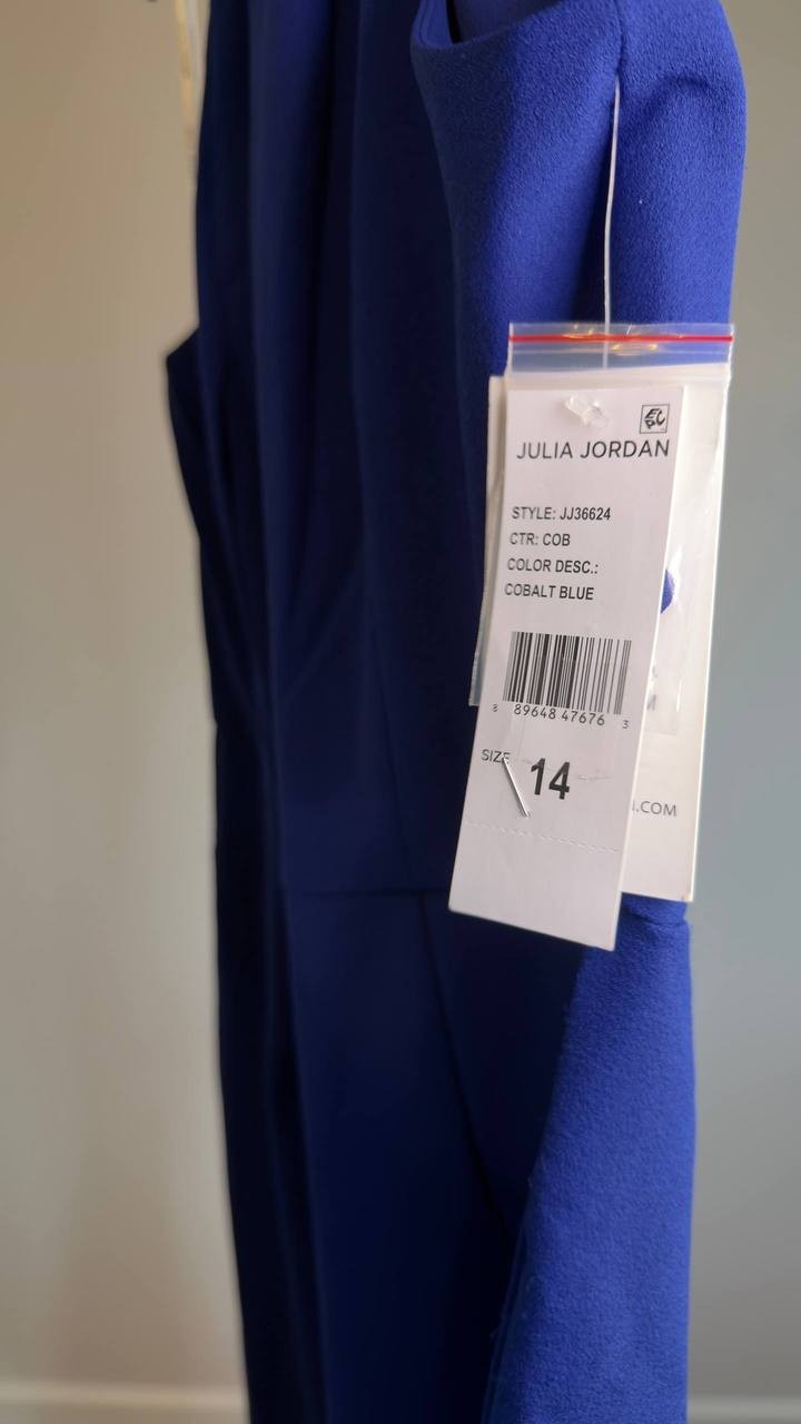 Julia Jordan Sleeveless Halter Wide‑Leg Jumpsuit Cobalt Blue 14 NWT $139